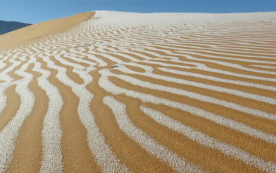 Dune de nisip, acoperite de zăpadă. Fenomen rar în deșertul Sahara