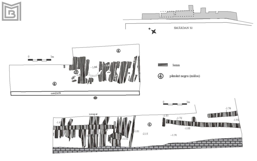 Planul străzii de lemn identificată pe strada Smârdan, nr. 30 (foto: Muzeul Municipiului București)