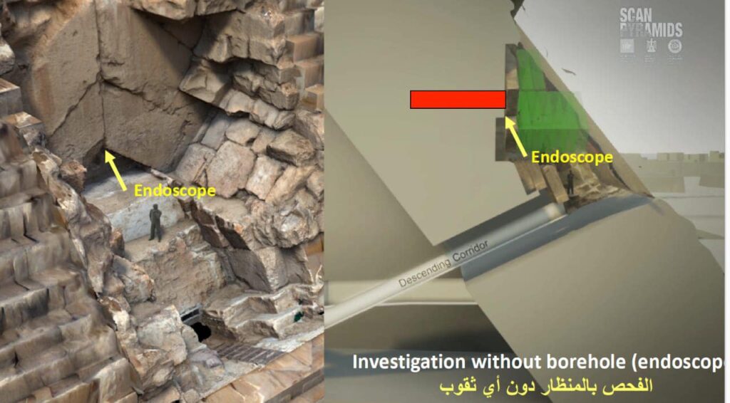 Un coridor secret, descoperit în Marea Piramidă din Giza (foto: Facebook / Ministry of Tourism and Antiquities)