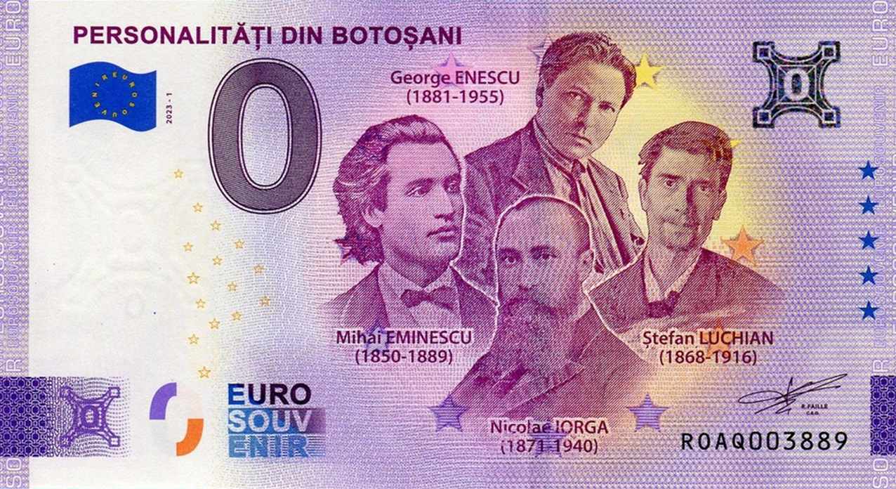 „Personalități din Botoșani” – bancnotă suvenir de 0 euro