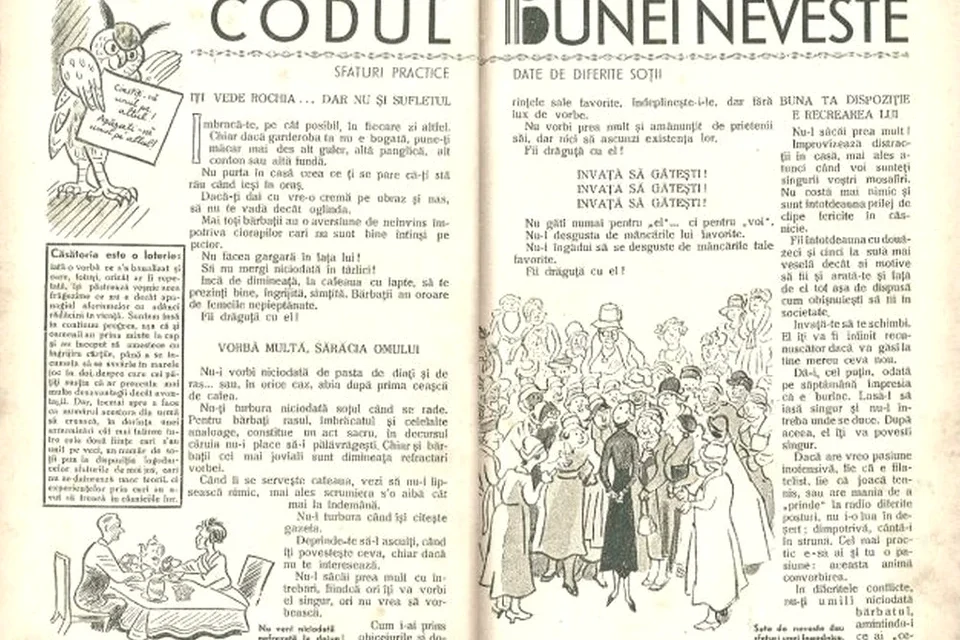 „Sfaturi pentru neveste românce” la 1934 : Codul conjugal din Calendarul „Lumea Ilustrată”
